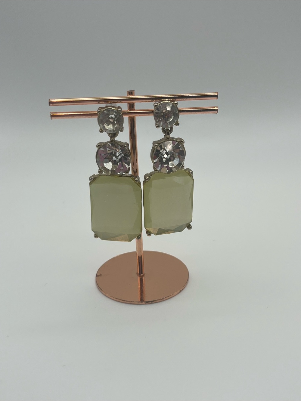 Pale Yellow Acrylic Gemstone Drop Earrings - Fashion Jewelry
